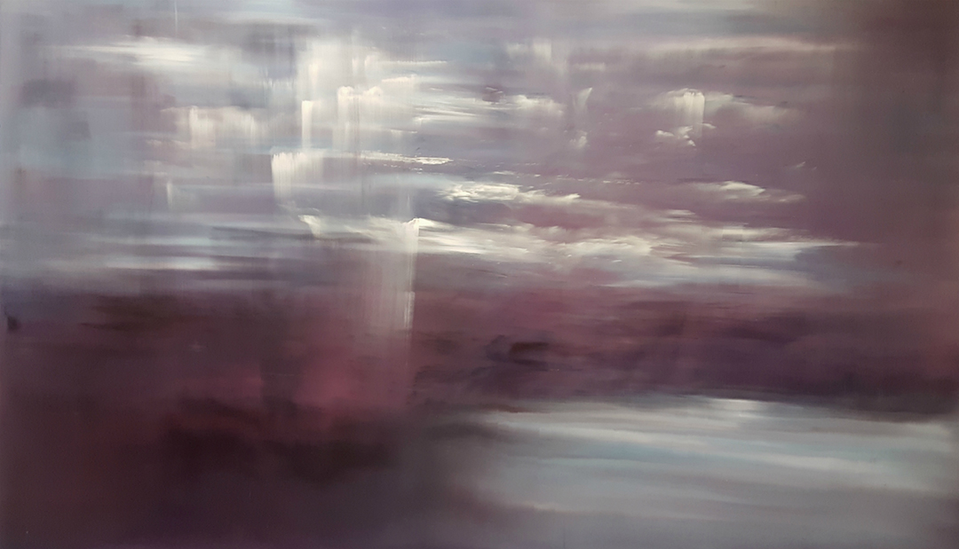 Skies, 2016, öljy mdf-levylle/oil on board, 104 x 180 cm